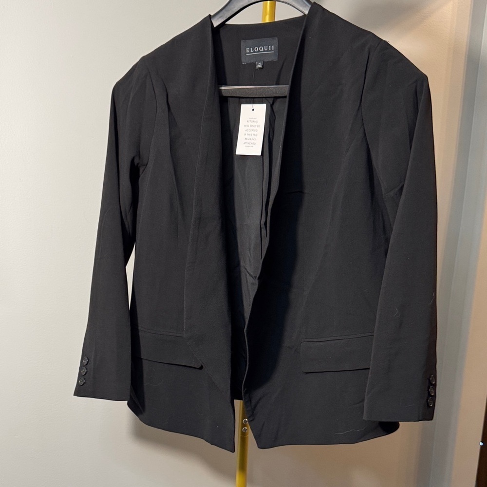 Eloquii Classic Black Open Blazer NWT 14